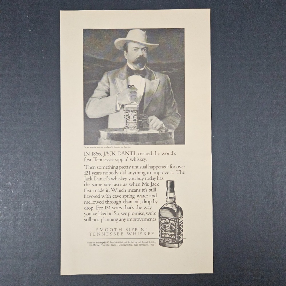 1987 Jack Daniel's Smooth Sippin Tennessee Whiskey Vintage Print Ad Lynchburg TN